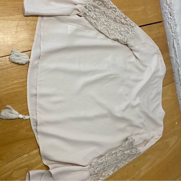Womens Emery Rose Ivory Floral Laced Long-sleeve Top Medium - Picture 8 of 11